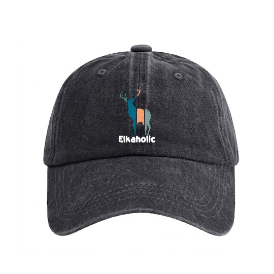 Elk Hunting Elkaholic Hunters Washed Denim Baseball Caps