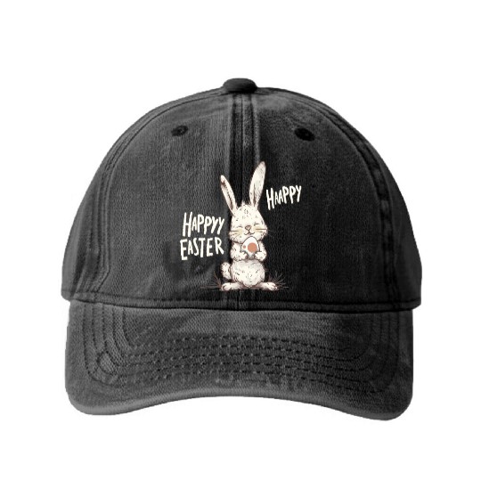 Happy Easter Bunny, Easter Day Washed Denim Baseball Caps