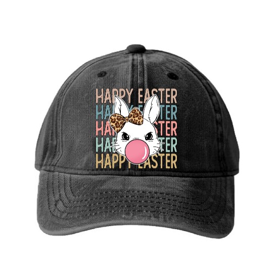 Happy Easter Bunny, Easter Day Washed Denim Baseball Caps