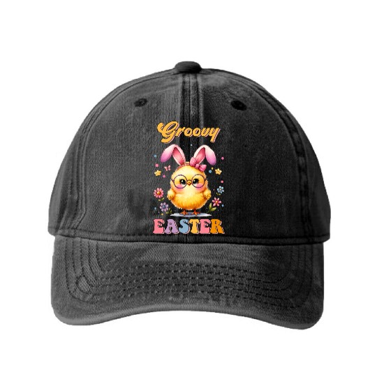 Happy Easter Day, Cute Easter Washed Denim Baseball Caps