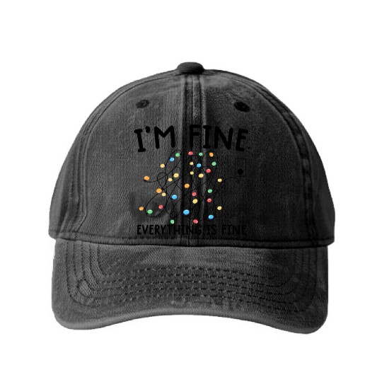 Christmas Lights I'm Fine funny Xmas Washed Denim Baseball Caps