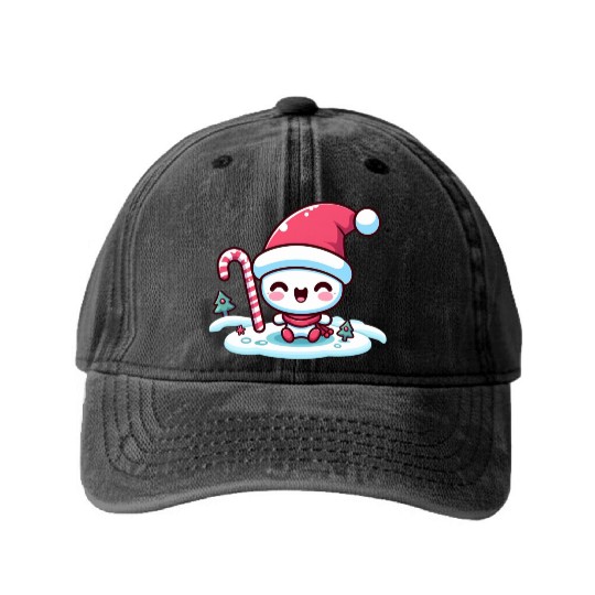 Merry Little Snowman Washed Denim Baseball Caps