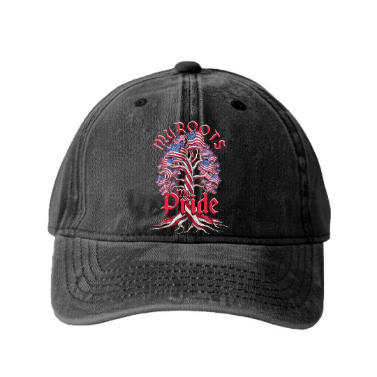 Genealogy Genealogist USA My Roots My Pride Washed Denim Baseball Caps