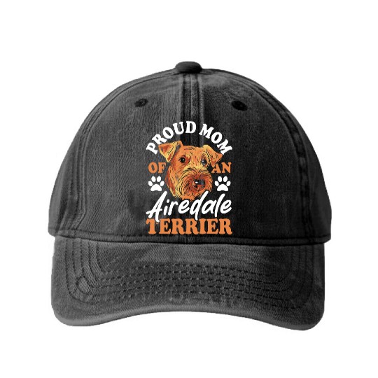 Airedale Dog Mom Grooming Airedale Terrier Washed Denim Baseball Caps
