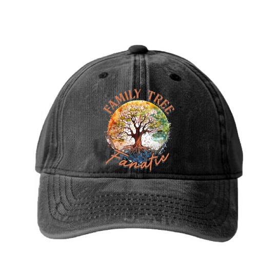 Genealogy Genealogist Family Tree Fanatic Washed Denim Baseball Caps