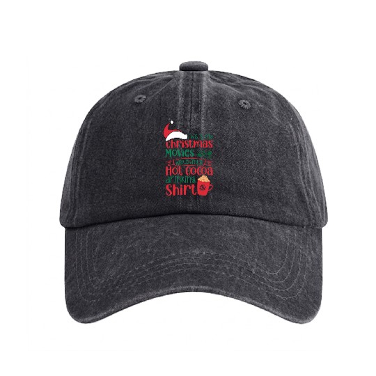 Christmas Movies Watching and Hot Cocoa Drinking Washed Denim Baseball Caps