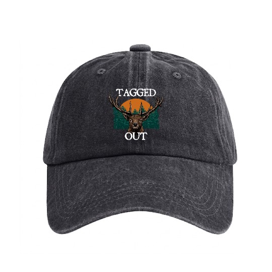 Tagged Out Deer Hunting Elk Hunter Wildlife Washed Denim Baseball Caps