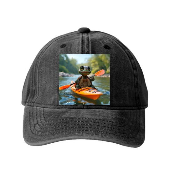 Sailing Turtle – Smooth Sailor Washed Denim Baseball Caps