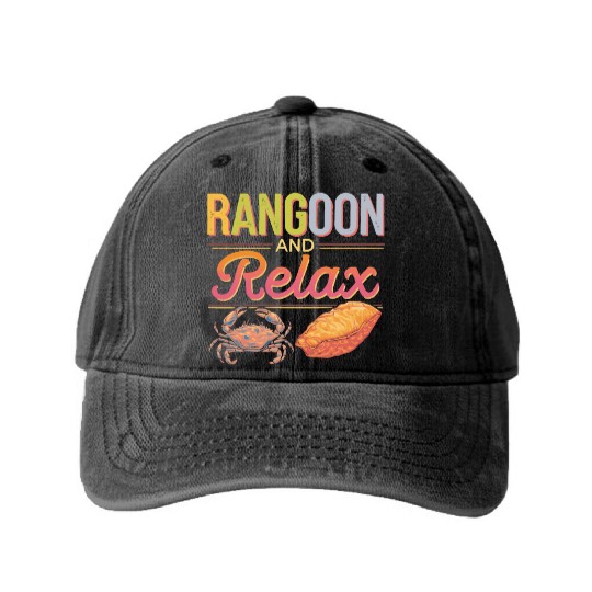 Crab Rangoon Lover American Chinese Sea Food Washed Denim Baseball Caps