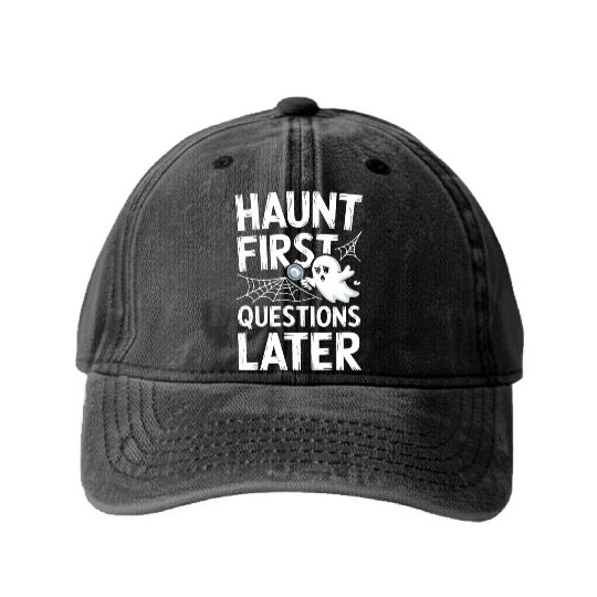Paranormal Comedy Funny Ghost Humor Lighthearted Washed Denim Baseball Caps