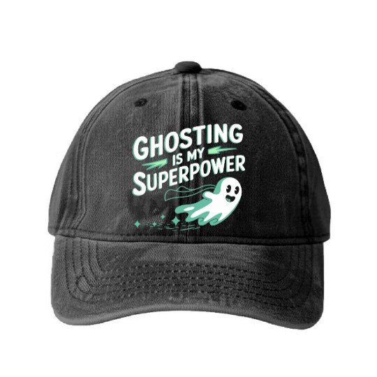 Paranormal Comedy Funny Ghost Humor Lighthearted Washed Denim Baseball Caps