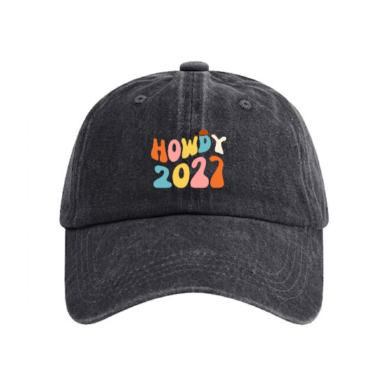 Howdy 2027 funny 2027 NYE Groovy Washed Denim Baseball Caps
