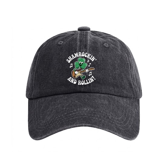 Shamrockin' and Rollin' St. Patrick's Rock & Roll Washed Denim Baseball Caps