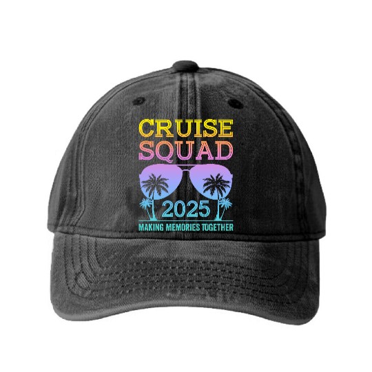 Cruise Squad 2025 - Ultimate Vacation Vibes Washed Denim Baseball Caps