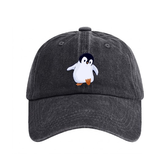 Cute Penguin Washed Denim Baseball Caps
