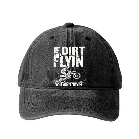 Motocross Outfit - Action -packed Dirt Bike Washed Denim Baseball Caps