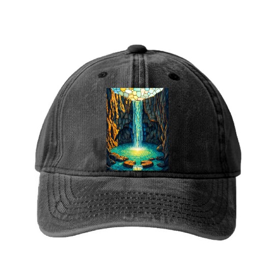 Celestial Waterfall Sanctuary Washed Denim Baseball Caps