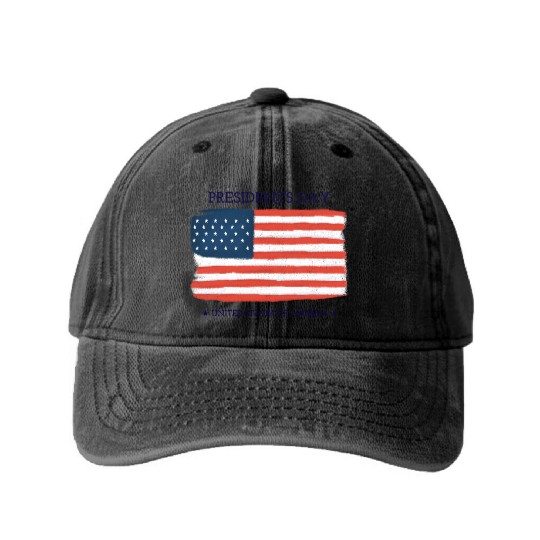 US flag.Presidents Day Washed Denim Baseball Caps