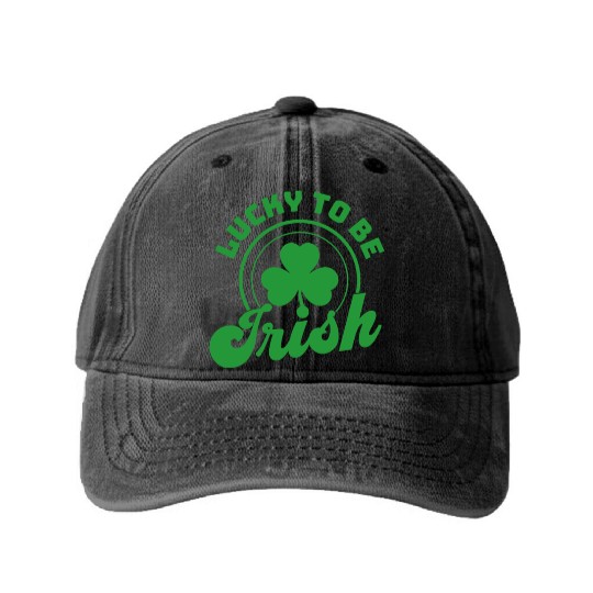 Lucky | Lucky to be Irish | Lucky Shamrock Washed Denim Baseball Caps