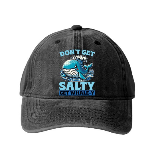 Whale Watching Don't Get Salty Get Sea Creatures Washed Denim Baseball Caps