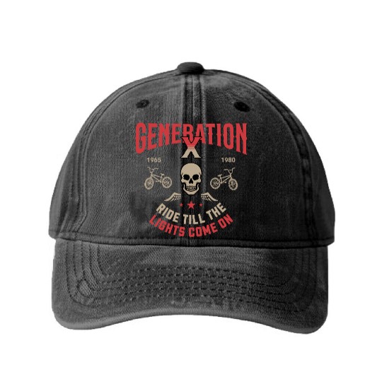 Generation X Ride Till Lights Come On Washed Denim Baseball Caps
