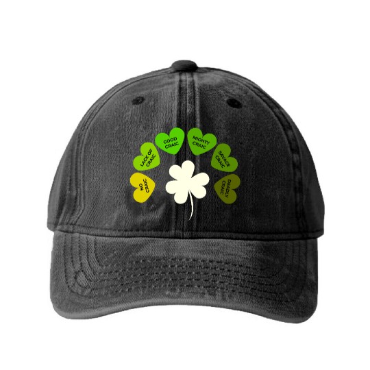 St Patricks Day Shamrock Washed Denim Baseball Caps