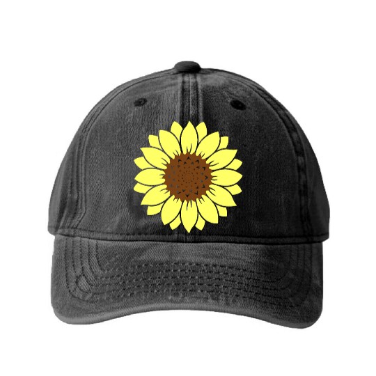 Sunflower Blossom Nature Art Washed Denim Baseball Caps