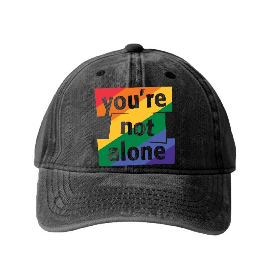 You are Not Alone Rainbow Washed Denim Baseball Caps