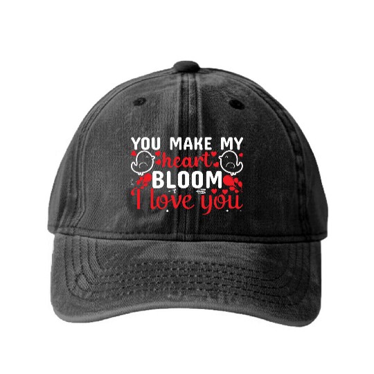 You Make My Heart Go BOOM, Love You Washed Denim Baseball Caps