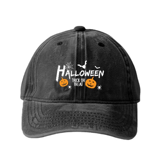 halloween trick or treat Washed Denim Baseball Caps