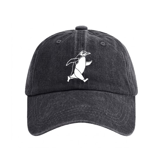 Running Jogging Penguin Geometry Art Washed Denim Baseball Caps