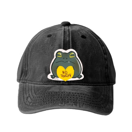 NO Touchy! Grumpy toad. Washed Denim Baseball Caps
