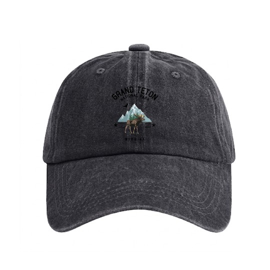 Grand Teton National Park Est. 1929 Wyoming Washed Denim Baseball Caps
