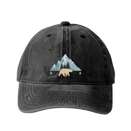 Mount Rainier National Park Est. 1889 Washington Washed Denim Baseball Caps