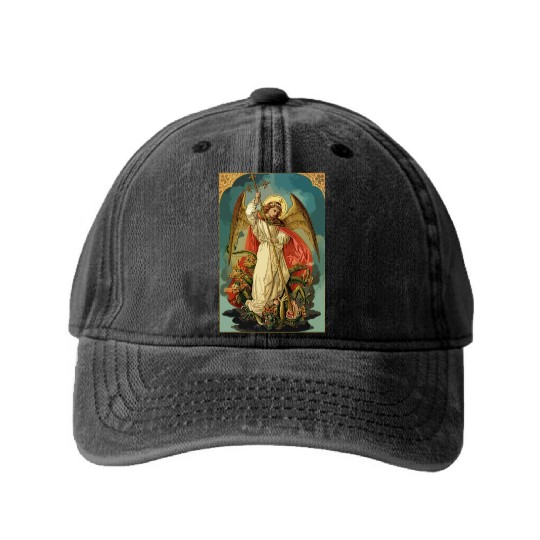 Saint Michael the Archangel Washed Denim Baseball Caps