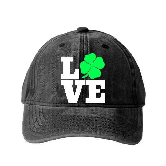 LOVE w Clover Washed Denim Baseball Caps