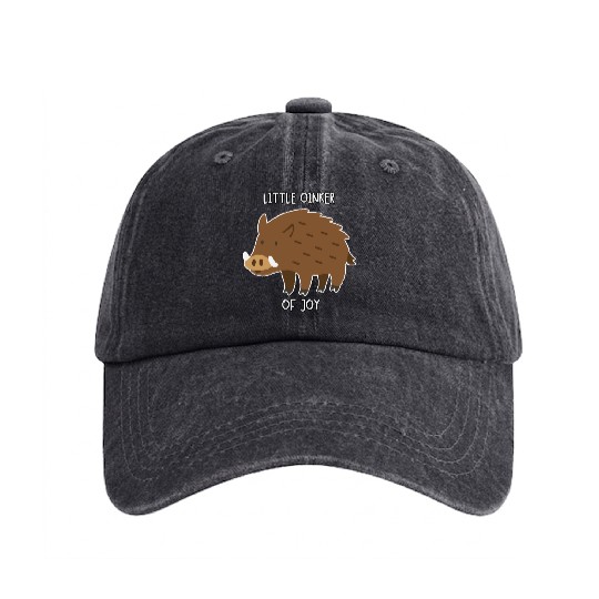 Little Oinker Of Joy Fluffy Piglet Washed Denim Baseball Caps