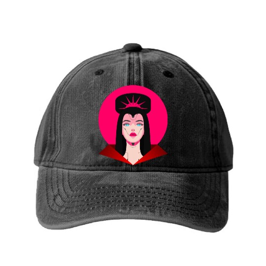 Cyberpunk Princess – Futuristic Sci-Fi Royalty Washed Denim Baseball Caps