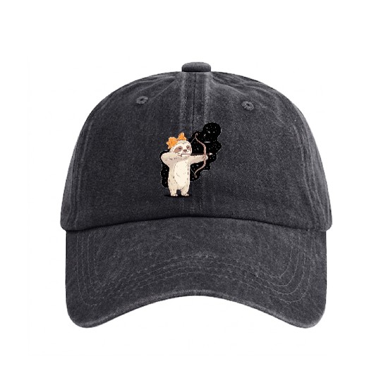 Sagittarius Zodiac Sloth Bow and Stars Washed Denim Baseball Caps