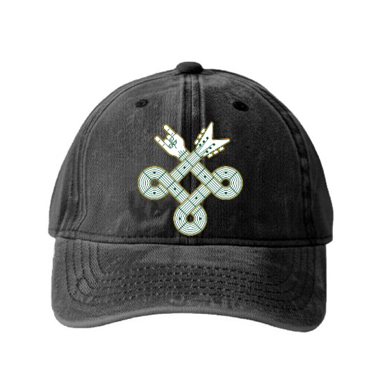 Celtic Knot Guitar | St. Patrick’s Day Washed Denim Baseball Caps