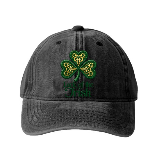 Celtic Shamrock Washed Denim Baseball Caps – Luck of the Irish Design