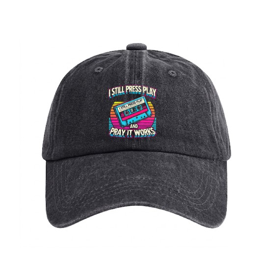 Retro Cassette Tape Washed Denim Baseball Caps