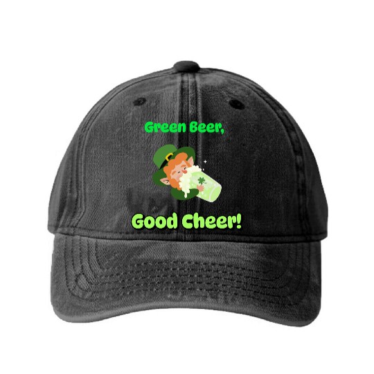 Green Beer Good Cheer Washed Denim Baseball Caps