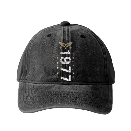 Limited Edition 1977 Strength and Honor Birthday Washed Denim Baseball Caps