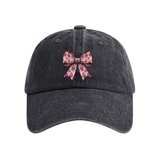 Coquette Bow Robot Mothers Day Robotics Pattern Washed Denim Baseball Caps