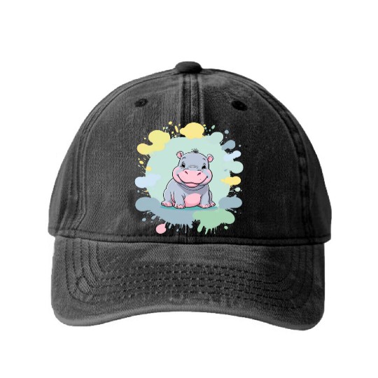 Bambino! - Baby Hippo Washed Denim Baseball Caps