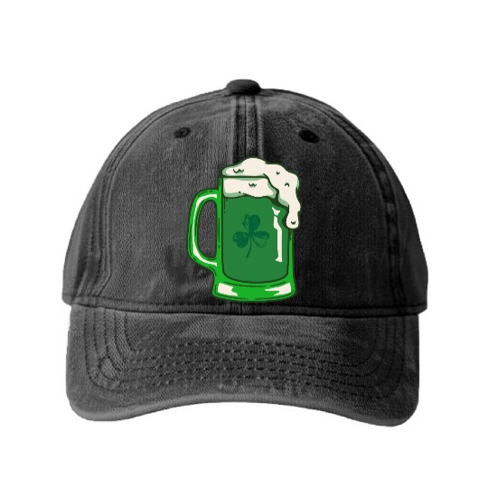 Green Beer Washed Denim Baseball Caps