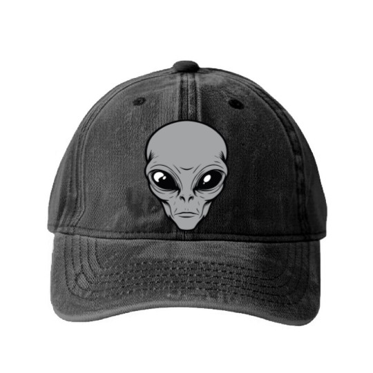Grey Alien Washed Denim Baseball Caps