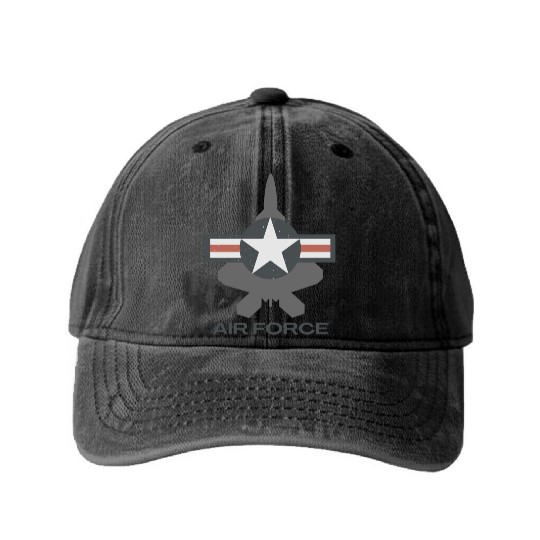 F-22 Raptor Patriotic Roundel Washed Denim Baseball Caps