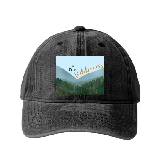 Love wilderness sticker, adventure, outdoors Washed Denim Baseball Caps